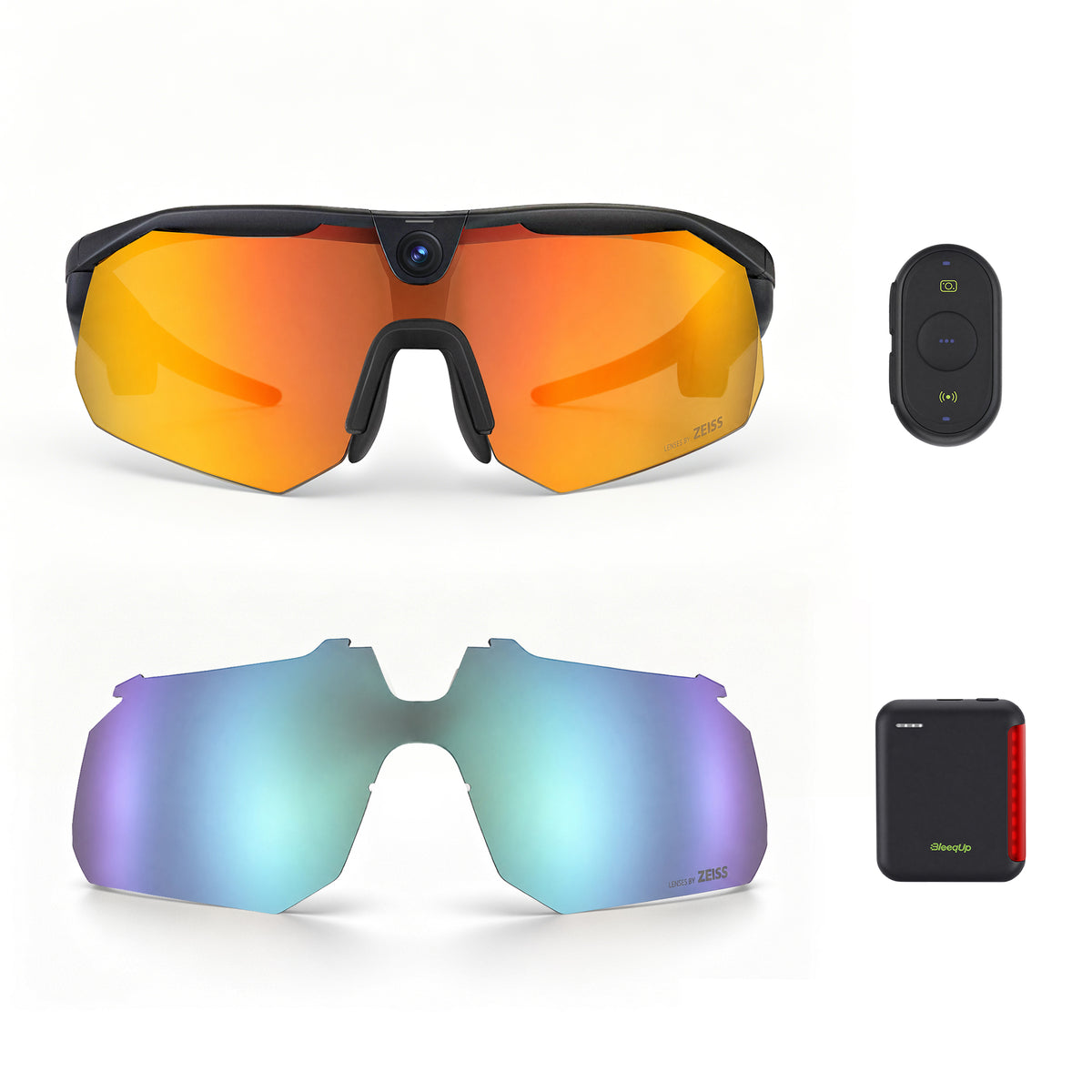 BleeqUp Ranger Ultimate Bundle, black ZEISS orange lenses with ZEISS blue replacement lens, Power Plus and Bluetooth controller